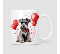 Dogvotion Schnauzer with red Balloons Valenine Mug, Cute Mug for Schnauzer Lovers, 11oz Ceramic Mug