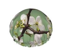 Dogwood Blossoms Print Shower Cap Reusable Bath Cap Double Layer Bath Hair Caps, Keeps Hair Dry, Fits All Head