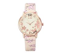 DOGZI Ladies Watch Clearance,Women Fashion Sweet Flowers Small Fresh Printed Belt Analogue Quartz Watches Floral Everyday Watch Gifts for Mum,Beige,UK90S