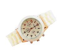 DOGZI Watches for Women Clearance,Womens Creative Simple Arabic Numerals Round Dial Quartz Watch Silicone Belt Special Dial Design Female Watches,Beige,M70S