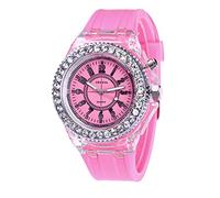 DOGZI Watches for Women Clearance,Womens Creative Simple Arabic Numerals Round Dial Quartz Watch Silicone Belt Glitter Design Shine Faux Rhinestone Female Watches,Pink,M64S