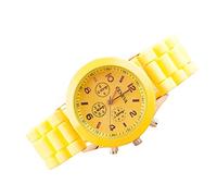 DOGZI Watches for Women Clearance,Womens Creative Simple Arabic Numerals Round Dial Quartz Watch Silicone Belt Special Dial Design Female Watches,Yellow,M84S