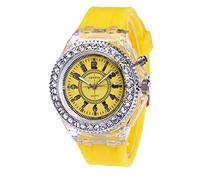 DOGZI Watches for Women Clearance,Womens Creative Simple Arabic Numerals Round Dial Quartz Watch Silicone Belt Glitter Design Shine Faux Rhinestone Female Watches,Yellow,M68S