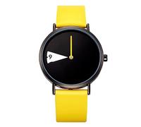 DOGZI Women Quartz Watches Faux Leather Strap Lady Analog Quartz Wrist Watches Round Dial Case Unique Case Design Student Bracelet Watch Christmas Gifts,Yellow