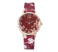 DOGZI Womens Watch Clearance,Women Fashion Sweet Flowers Small Fresh Printed Belt Analogue Quartz Watches Floral Everyday Watch Personalised Gifts,Red,UK96S