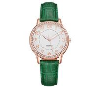 DOGZI Womens Watch Sale,Women Quartz Watches Fashion PU Leather Band Analog Quartz Wrist Watches Shiny Luminous Rhinestones Round Dial Case Female Watches Gifts,Green,U05K