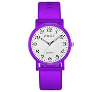 DOGZI Womens Watches Silicone Strap Quartz Watch Simple Arabic Numerals White Face Round Dial Easy Read Watch Wristwatch for Women Ladies Girls Christmas Eve Box Fillers,Purple,U135P
