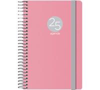 Dohe - 2025 Diary - Week to View, Pocket Size (8.5x13 cm), 12 Months January to December, Flexible Plastic Cover, Planner in Spanish, Office Supplies - MEMPHIS Pink