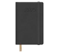Dohe - 2025 Diary - Week to View, Pocket Size (8.5x13 cm), 12 Months January to December, Soft Faux Leather Cover, Planner in Spanish, Office Supplies - SAMBA Black