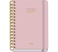 Dohe - 2026 2027 School Planner - September to June, Day per Page, A5 (15x21 cm), Soft Hard Cover, Double Spiral, Elastic Band Closure, 2 Pages of Stickers, Spanish and English - Pink