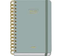 Dohe - 2026 2027 School Planner - September to June, Day per Page, A5 (15x21 cm), Soft Hard Cover, Double Spiral, Elastic Band Closure, 2 Pages of Stickers, Spanish and English - Green