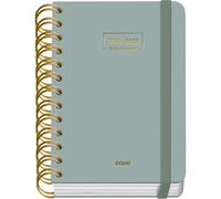Dohe - 2026 2027 School Planner - September to June, Day per Page, A6 (12x17 cm), Soft Hard Cover, Double Spiral, Elastic Band Closure, 2 Pages of Stickers, Spanish and English - Green
