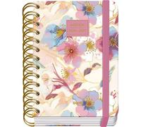 Dohe - 2026 2027 School Planner - September to June, Day per Page, A6 (12x17 cm), Soft Hard Cover, Double Spiral, Elastic Band Closure, 2 Pages of Stickers, Spanish and English - Magnolia
