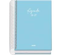 Dohe - 2026 2027 School Planner - September to June, Day per Page, A6 (12x17 cm), Soft Touch Hard Cover, Spiral Binding, Spanish and English - Serenity Blue