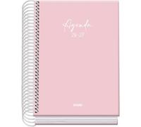 Dohe - 2026 2027 School Planner - September to June, Day per Page, A6 (12x17 cm), Soft Touch Hard Cover, Spiral Binding, Spanish and English - Serenity Pink