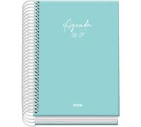 Dohe - 2026 2027 School Planner - September to June, Day per Page, A6 (12x17 cm), Soft Touch Hard Cover, Spiral Binding, Spanish and English - Serenity Green