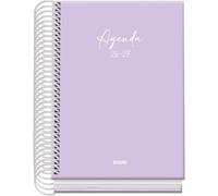 Dohe - 2026 2027 School Planner - September to June, Day per Page, A6 (12x17 cm), Soft Touch Hard Cover, Spiral Binding, Spanish and English - Serenity Purple