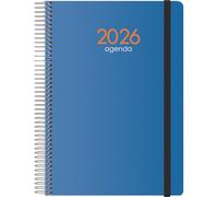 Dohe - 2026 Daily Planner - Day per Page, A5 (15x21 cm), Flexible Cover, Spiral and Elastic Closure, 12 Months January to December, Annual Planner in Spanish - Syncro Blue