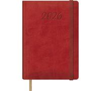 Dohe - 2026 Daily Planner - Day per Page, A5 (15x21 cm), Hardcover Leatherette, Elastic Closure, Bookmark, 12 Months January to December, Annual Planner in Spanish - Samba Red