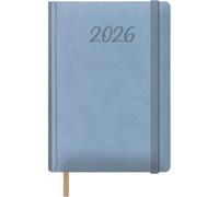 Dohe - 2026 Daily Planner - Day per Page, A5 (15x21 cm), Hardcover Leatherette, Elastic Closure, Bookmark, 12 Months January to December, Annual Planner in Spanish - Samba Light Blue