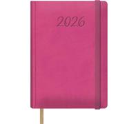 Dohe - 2026 Daily Planner - Day per Page, A5 (15x21 cm), Hardcover Leatherette, Elastic Closure, Bookmark, 12 Months January to December, Annual Planner in Spanish - Samba Fuchsia