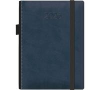 Dohe - 2026 Daily Planner - Day per Page, A5 (15x21 cm), Soft Hardback Faux Leather Cover, Elastic Closure, Side Pen Holder, Bookmark, Annual Planner in Spanish - Melbourne Blue