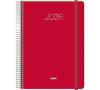 Dohe - 2026 Daily Planner - Day per Page, A5 (15x21 cm), Spiral and Elastic Closure, 12 Months January to December, Annual Planner in Spanish - Denver Red