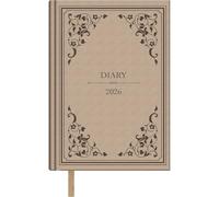 Dohe - 2026 Daily Planner - Day per Page, A5 Size (14x20 cm), Hard Cover, Classic Style, 12 Months January to December, Annual Planner in Spanish with Bookmark - Victorian Beige