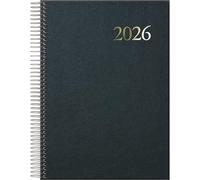 Dohe - 2026 Daily Planner - Day per Page, A5 Size (14x20 cm), Spiral Binding, 12 Months January to December, Annual Planner in Spanish - Segovia Black