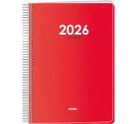 Dohe - 2026 Daily Planner - Day per Page, A5 Size (15x21 cm), Flexible Cover with Protective Plastic, Spiral Binding, 12 Months January to December, Annual Planner in Spanish - Metropolis Red