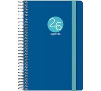 Dohe - 2026 Weekly Planner - Pocket Size (8.5x13 cm), Flexible Plastic Cover, Spiral Binding and Elastic Band, 12 Months January to December, Annual Planner in Spanish - Memphis Blue