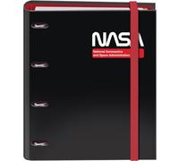 Dohe - 4 Ring Binder with Refill 100 Sheets - A4 Size, 4 Colour Dividers, Envelope Document Holder, Paper 90 g/m², Compressor - FSC Mix AEN-COC-000243 - NASA Black - Black