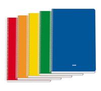 Dohe - A4+ Notebooks (5 units) - Size 21.5x31.5 cm, 5 Colours: Blue, Red, Orange, Yellow and Green, 80 Squared Pages (4x4 mm), Spiral Binding, Soft Cardboard Cover, Office Supplies