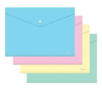 Dohe - A4 Plastic Folders with Button Closure (20 pcs.) - Document Envelopes, 4 Colours, 33.5 x 23.5 cm, Polypropylene Orange Skin 200 microns - Office Supplies