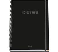 DOHE - A4 Squared Notebook - 100 Sheets, 90 gsm, Size 22.8x30 cm, Hard Cover, Ring-Bound with Elastic Closure, 5 mm Grid, School Supplies - COLOUR VIBES Black