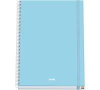 DOHE - A4 Squared Notebook - 100 Sheets, 90 gsm, Size 22.8x30 cm, Hard Cover, Ring-Bound with Elastic Closure, 5 mm Grid, School Supplies - SERENITY Blue
