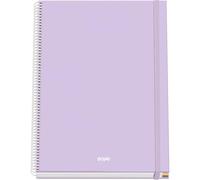 DOHE - A4 Squared Notebook - 100 Sheets, 90 gsm, Size 22.8x30 cm, Hard Cover, Ring-Bound with Elastic Closure, 5 mm Grid, School Supplies - SERENITY Purple