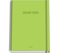 DOHE - A4 Squared Notebook - 100 Sheets, 90 gsm, Size 22.8x30 cm, Hard Cover, Ring-Bound with Elastic Closure, 5 mm Grid, School Supplies - COLOUR VIBES Lime