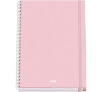 DOHE - A4 Squared Notebook - 100 Sheets, 90 gsm, Size 22.8x30 cm, Hard Cover, Ring-Bound with Elastic Closure, 5 mm Grid, School Supplies - SERENITY Pink