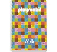 DOHE - A4+ Squared Notebook - 80 Sheets, 90 gsm, Size 21x31 cm, Rigid Card Cover, Ring-Bound, 4 mm Grid, School Supplies - Playmobil Unite As One
