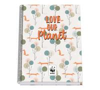 DOHE - A4 Squared Notebook - Spiral Binding, 100 Sheets of 90 g/m², 5 mm Square, Hardcover, WWF Love Our Planet, School Supplies - FSC Mix AEN-COC-000243
