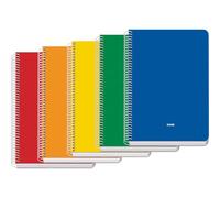 Dohe - A5 Notebooks (5 units) - Size 15x21 cm, 5 Colours: Blue, Red, Orange, Yellow and Green, 80 Squared Pages (4x4 mm), Spiral Binding, Soft Cardboard Cover, Office Supplies