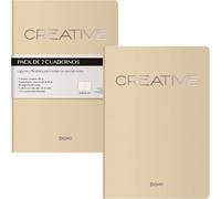 DOHE - A5 Plain Interior Notebooks (2 pcs.) - Size 15x21cm, 40 Sheets (80 pages), 90 g/m², Notes, Organization or Drawing, Flexible Soft Cover - CREATIVE Beige