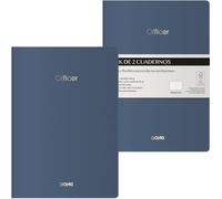 DOHE - A5 Plain Interior Notebooks (2 pcs.) - Size 15x21cm, 40 Sheets (80 pages), 90 g/m², Notes, Organization or Drawing, Flexible Soft Cover - OFFICER Blue