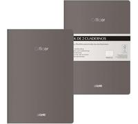 DOHE - A5 Plain Interior Notebooks (2 pcs.) - Size 15x21cm, 40 Sheets (80 pages), 90 g/m², Notes, Organization or Drawing, Flexible Soft Cover - OFFICER Grey
