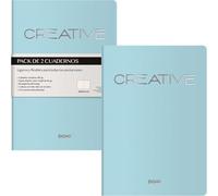 DOHE - A5 Plain Interior Notebooks (2 pcs.) - Size 15x21cm, 40 Sheets (80 pages), 90 g/m², Notes, Organization or Drawing, Flexible Soft Cover - CREATIVE Turquoise