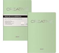 DOHE - A5 Plain Interior Notebooks (2 pcs.) - Size 15x21cm, 40 Sheets (80 pages), 90g/m², Notes, Organization or Drawing, Flexible Soft Cover - CREATIVE Green