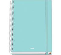 DOHE - A5 Squared Notebook - 100 Sheets, 90 gsm, Size 16.2x21 cm, Hard Cover, Ring-Bound with Elastic Closure, 5 mm Grid, School Supplies - SERENITY Green