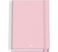 DOHE - A5 Squared Notebook - 100 Sheets, 90 gsm, Size 16.2x21 cm, Hard Cover, Ring-Bound with Elastic Closure, 5 mm Grid, School Supplies - SERENITY Pink