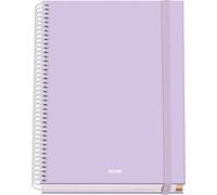 DOHE - A5 Squared Notebook - 100 Sheets, 90 gsm, Size 16.2x21 cm, Hard Cover, Ring-Bound with Elastic Closure, 5 mm Grid, School Supplies - SERENITY Purple